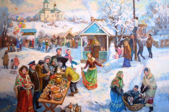 Festa con la ricca tavola con frittelle